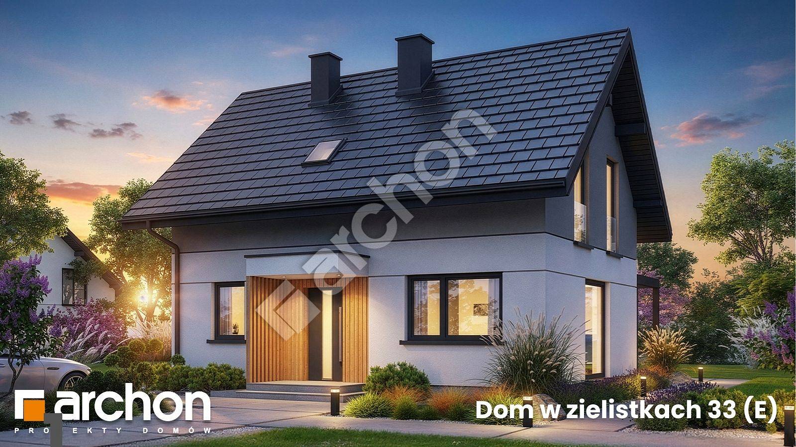 Dom w zielistkach 33 (E) – kompaktowy projekt domu z poddaszem użytkowym do 70 m² zabudowy